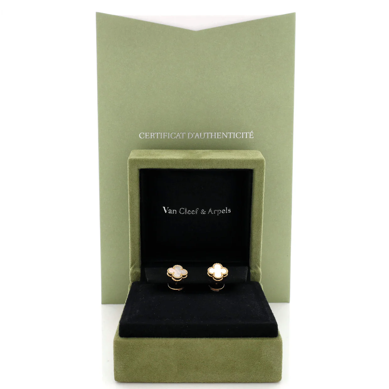 Sweet Alhambra Stud Earrings 18K Yellow Gold and Mother of Pearl - Deep Luxury