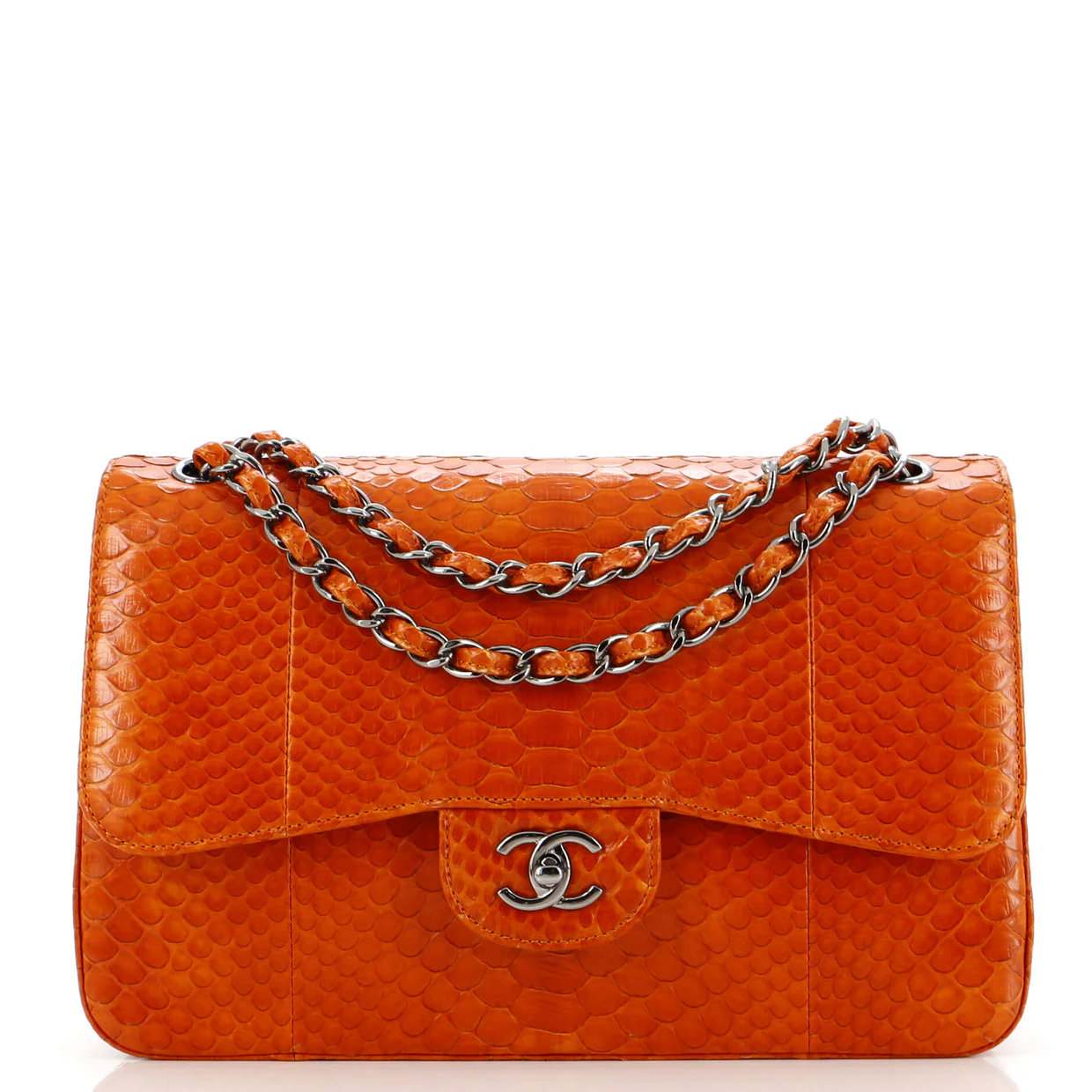 Classic Double Flap Bag Python Jumbo - Deep Luxury
