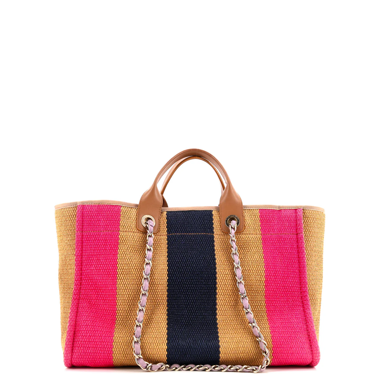 Deauville Tote Striped Viscose Canvas Medium - Deep Luxury