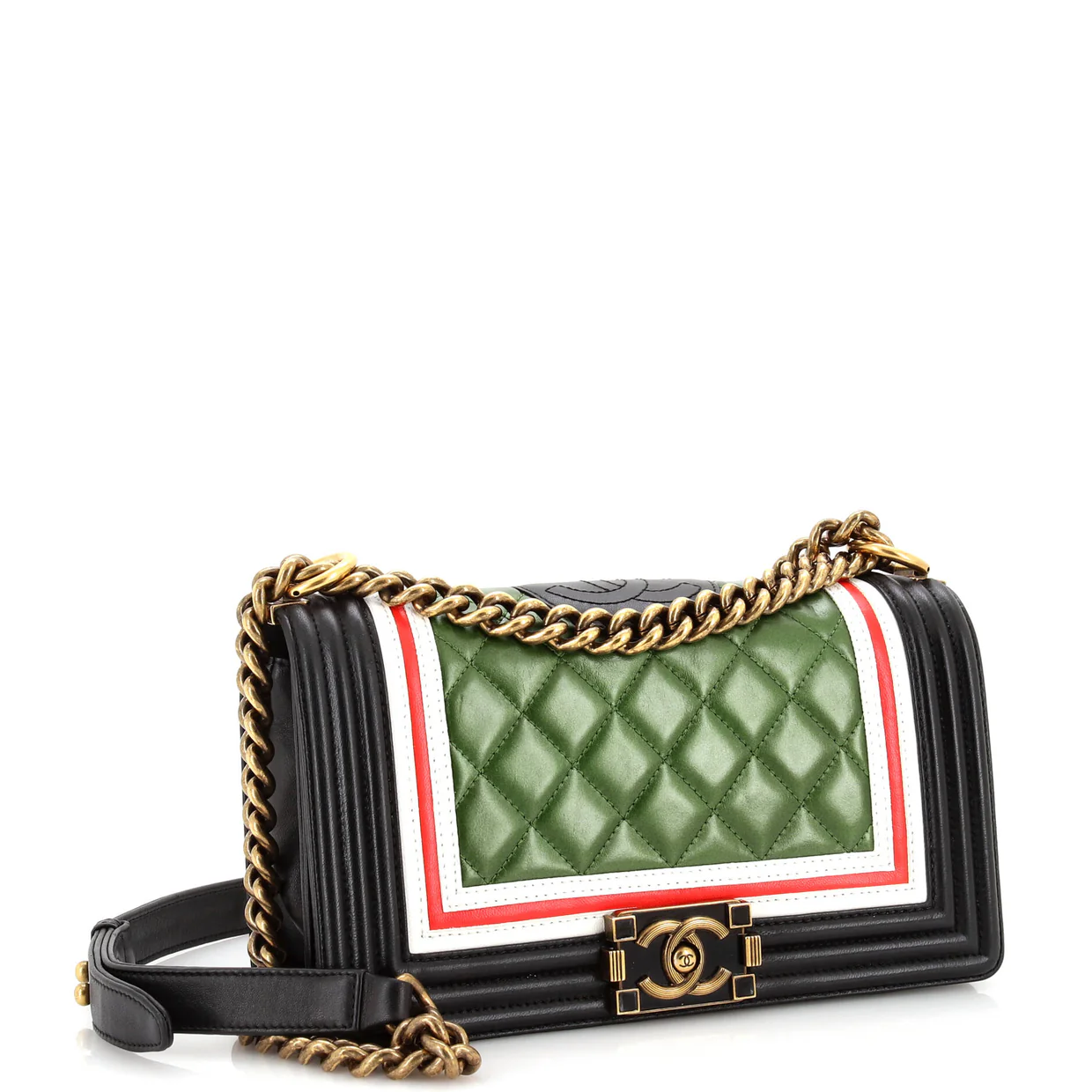 Crest Boy Flap Bag Quilted Lambskin Old Medium - Deep Luxury