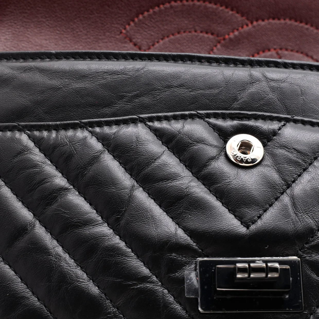 So Black Reissue 2.55 Flap Bag Chevron Aged Calfskin 225 - Deep Luxury