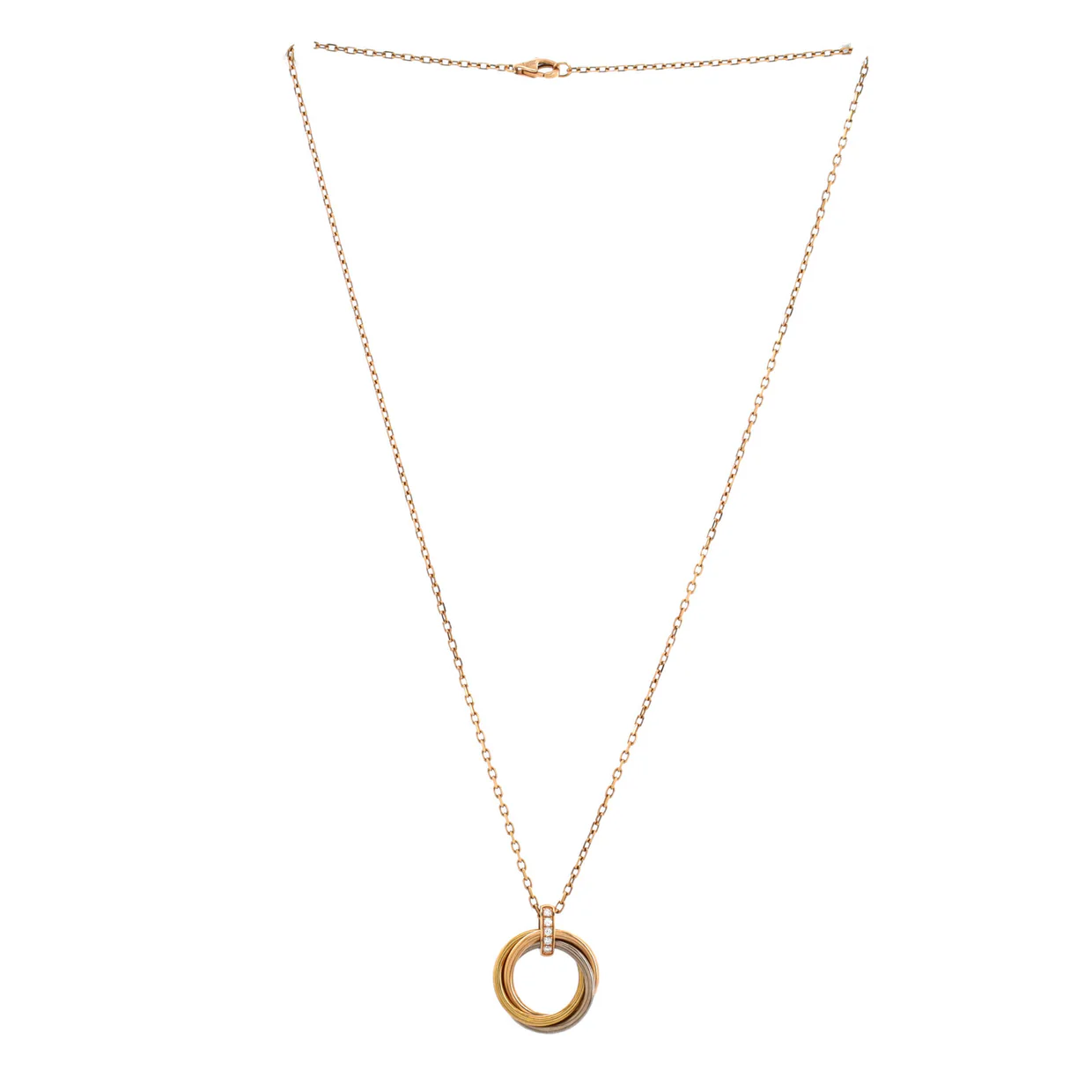 Trinity Pendant Necklace 18K Tricolor Gold and Diamonds - Deep Luxury