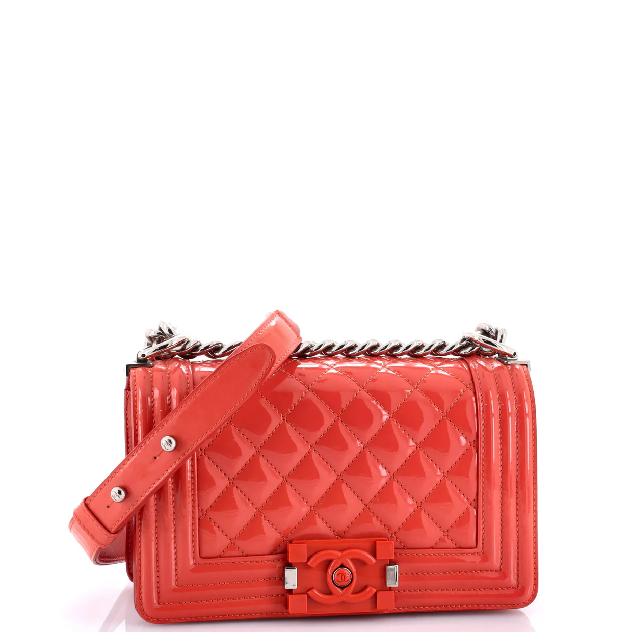 Boy Flap Bag Quilted Plexiglass Patent Small - Deep Luxury