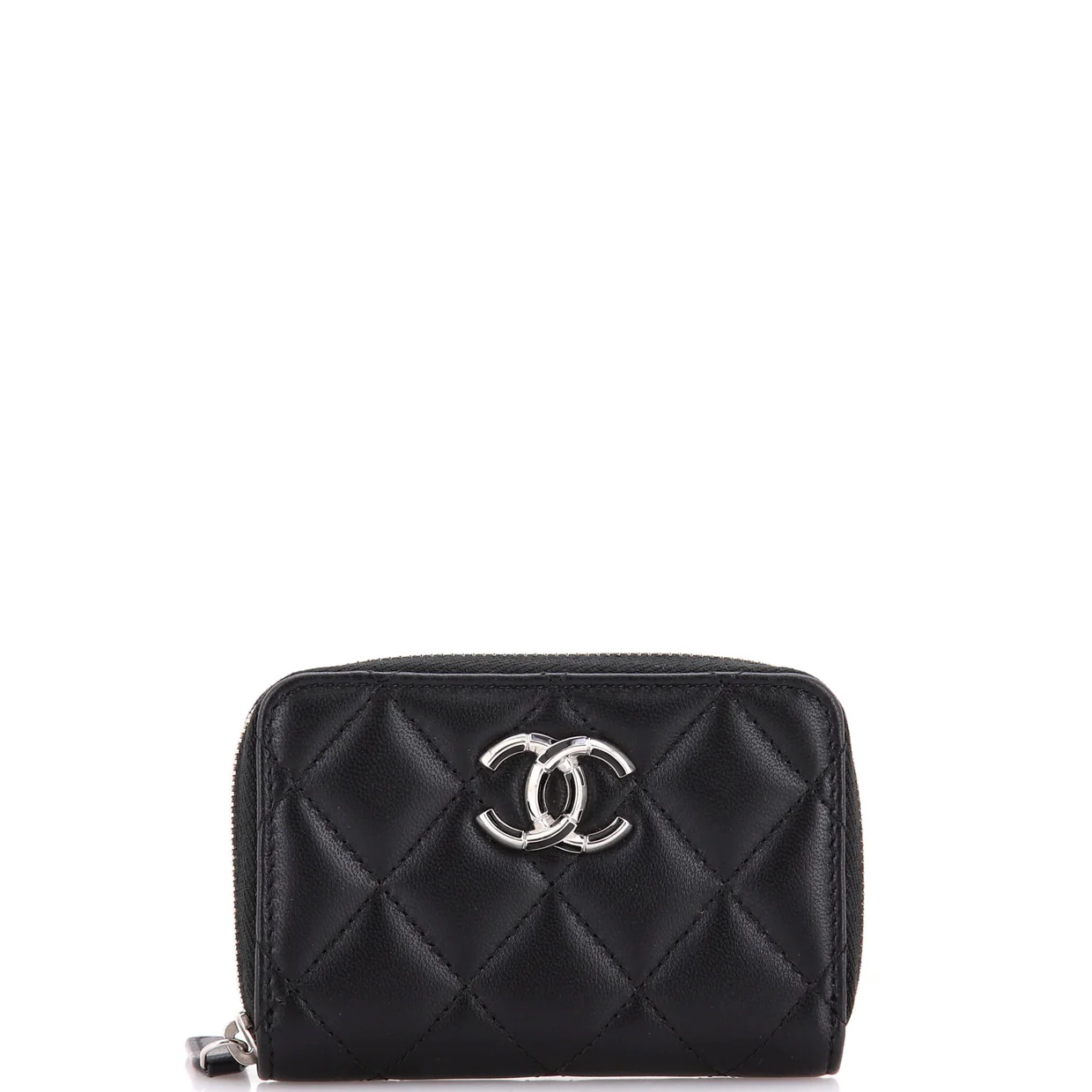 Textured CC Zip Coin Purse Quilted Lambskin Small - Deep Luxury
