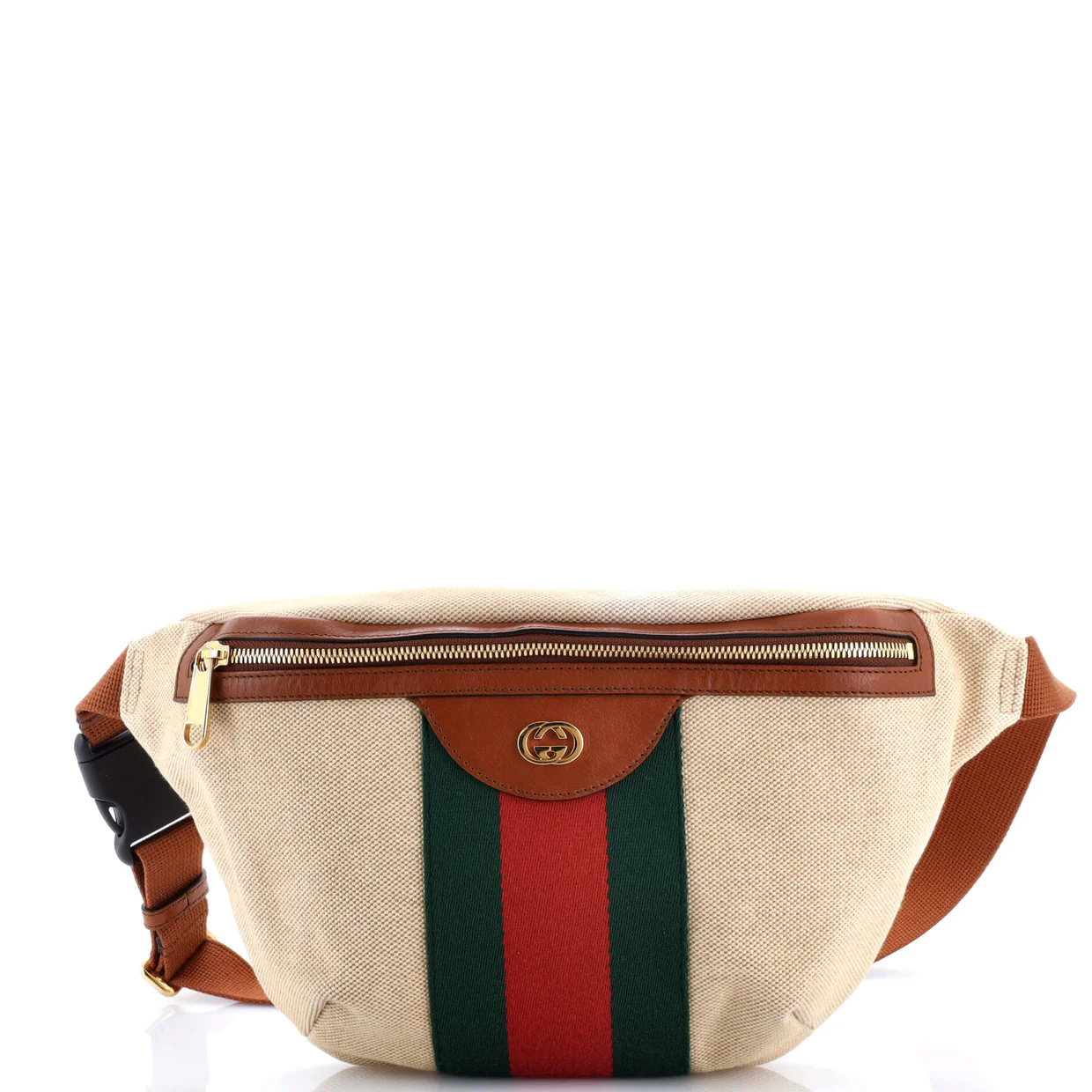 Zip Belt Bag Vintage Web Canvas Large - Deep Luxury