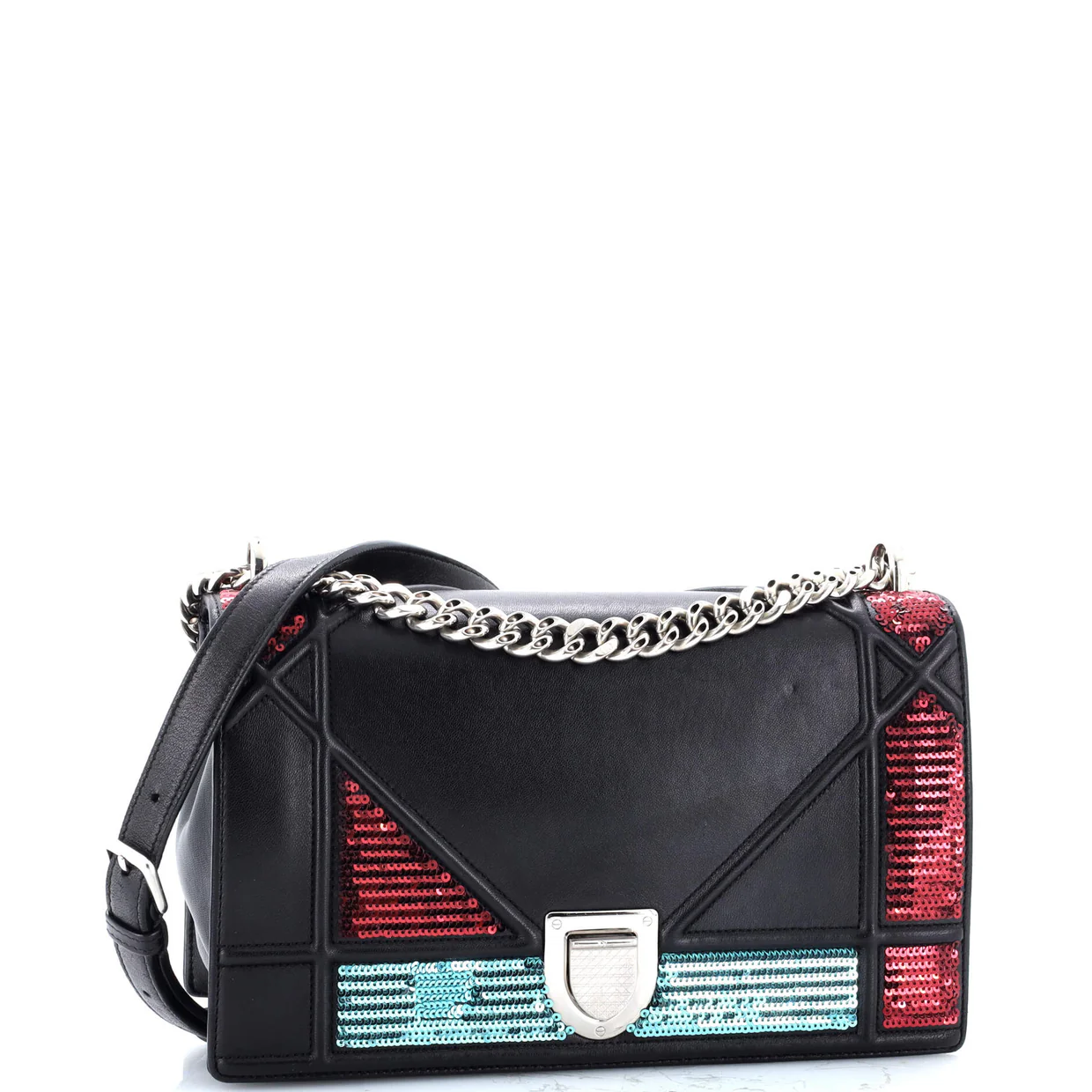 Diorama Flap Bag Sequin Embellished Lambskin Medium - Deep Luxury