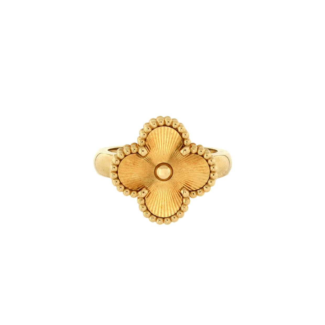Vintage Alhambra Ring Guilloche 18K Yellow Gold - Deep Luxury