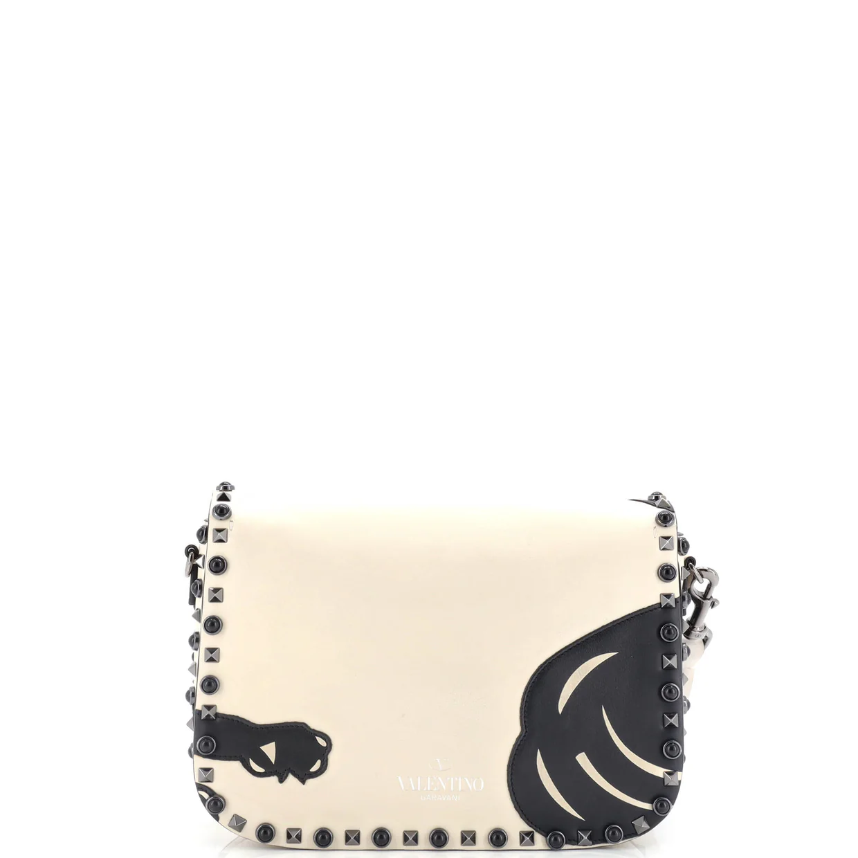 Rolling Rockstud Crossbody Bag Applique Leather with Cabochons Medium - Deep Luxury