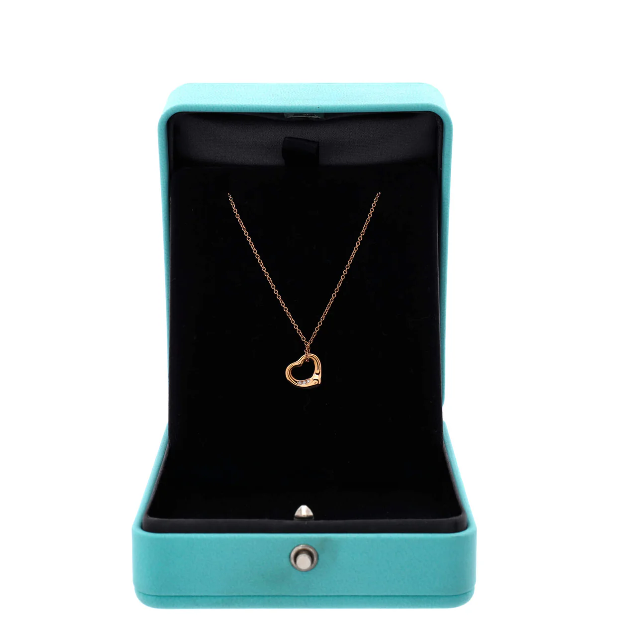 Elsa Peretti Open Heart 3 Diamonds Pendant Necklace 18K Rose Gold and Diamonds - Deep Luxury