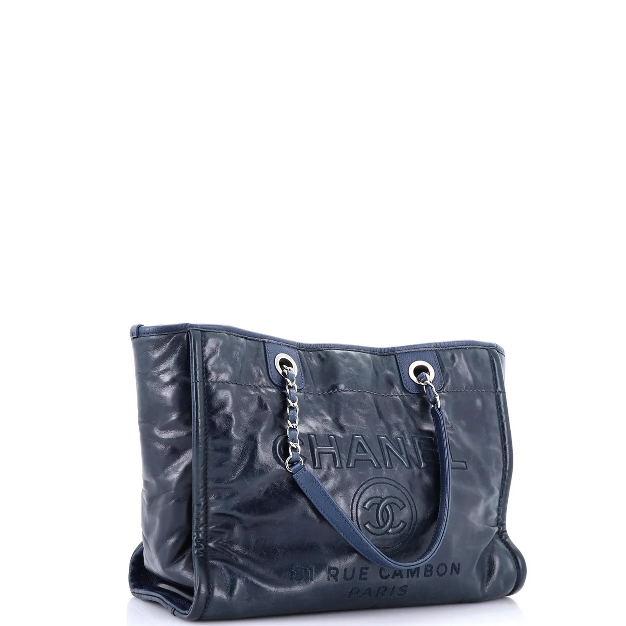 Deauville Tote Glazed Calfskin Small - Deep Luxury