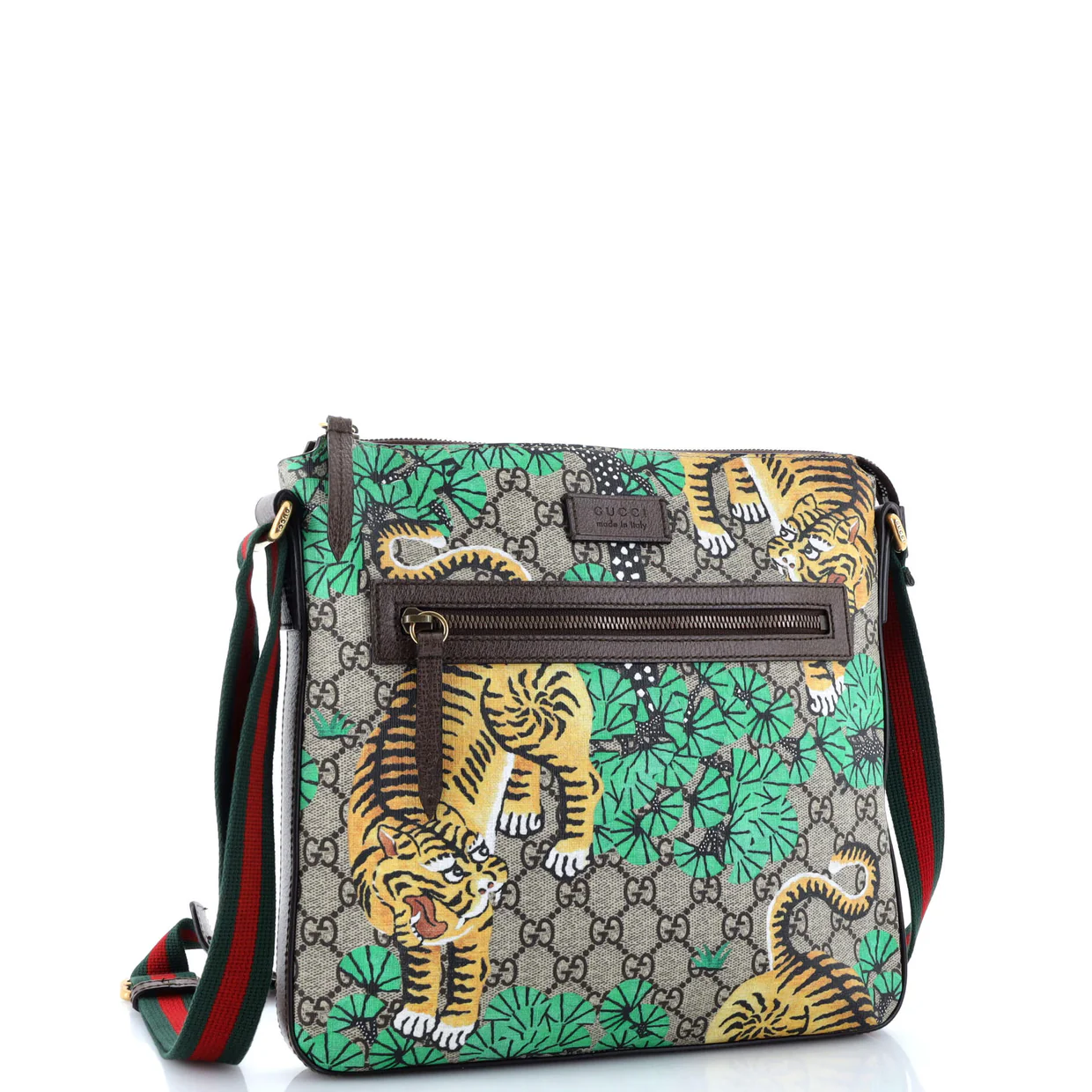 Front Zip Messenger Bengal Print GG Coated Canvas Medium - Deep Luxury