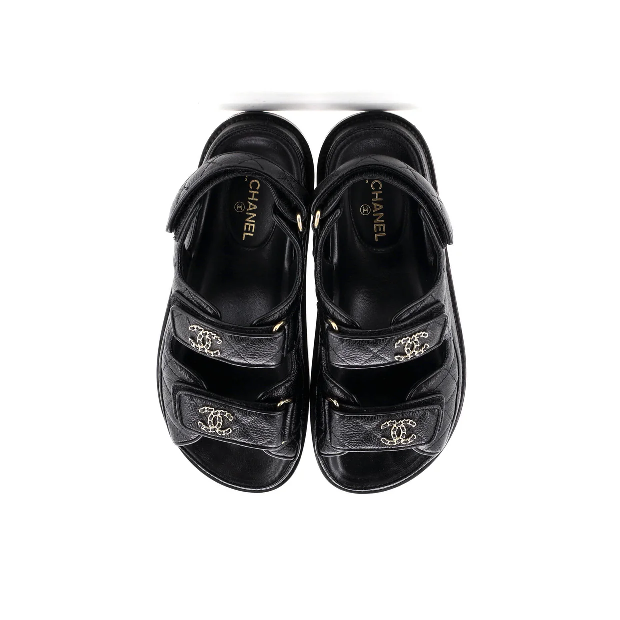 Women's Velcro Dad Sandals Quilted Leather - Deep Luxury