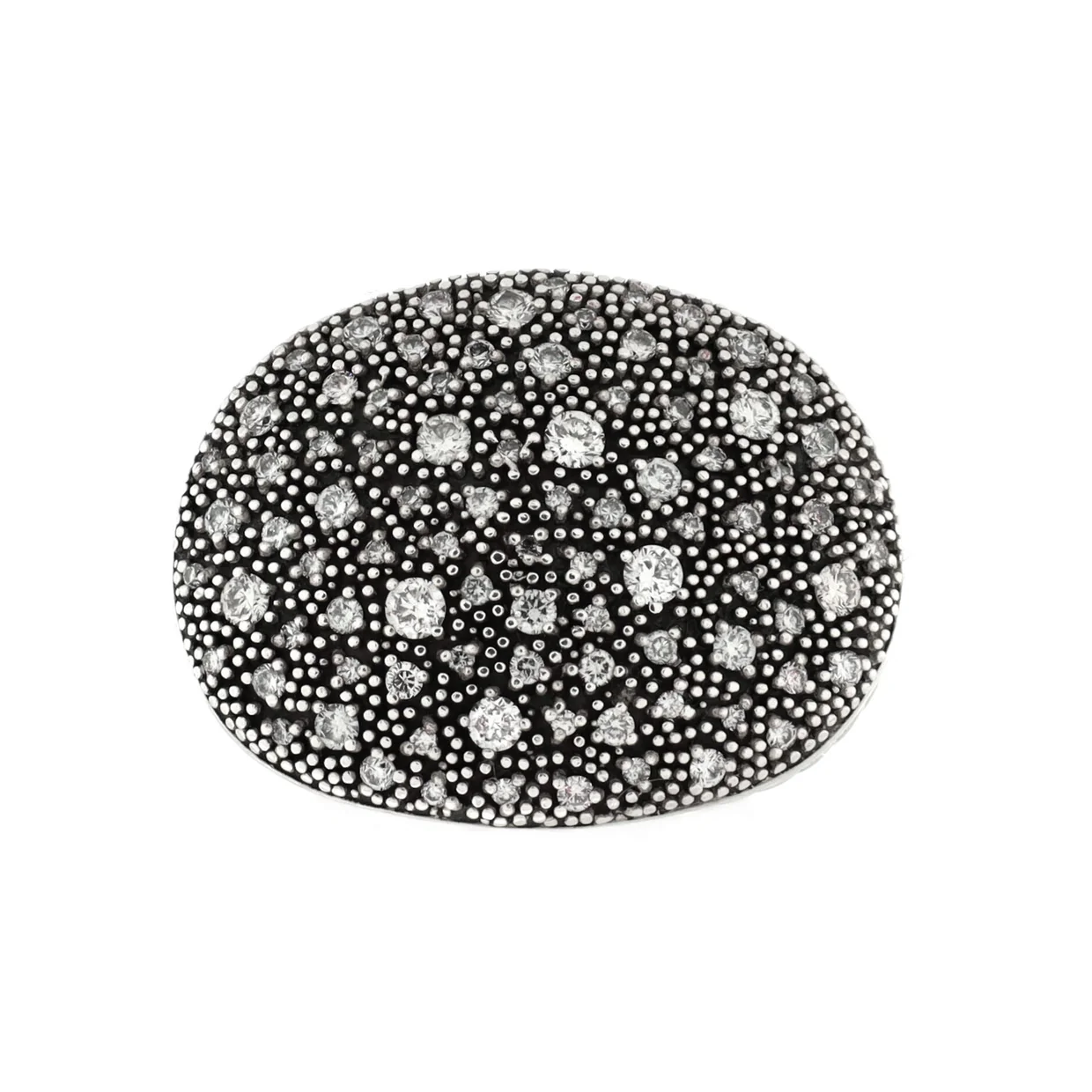 Midnight Melange Oval Ring Sterling Silver with Diamonds - Deep Luxury