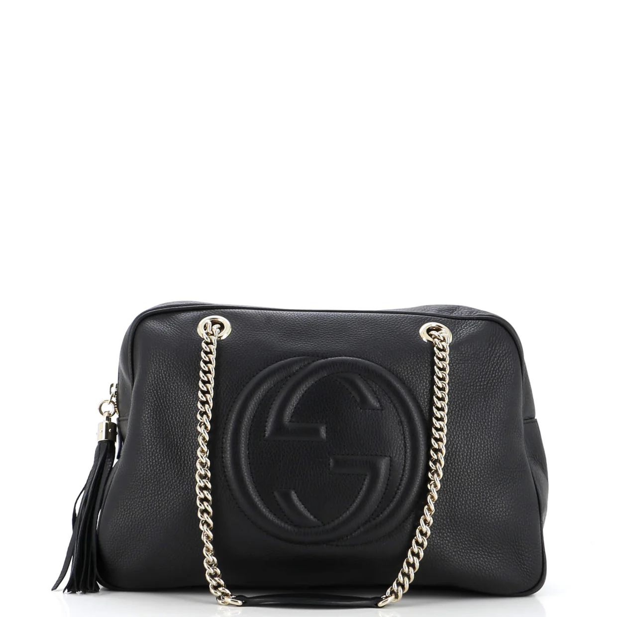 Soho Chain Zip Shoulder Bag Leather Medium - Deep Luxury