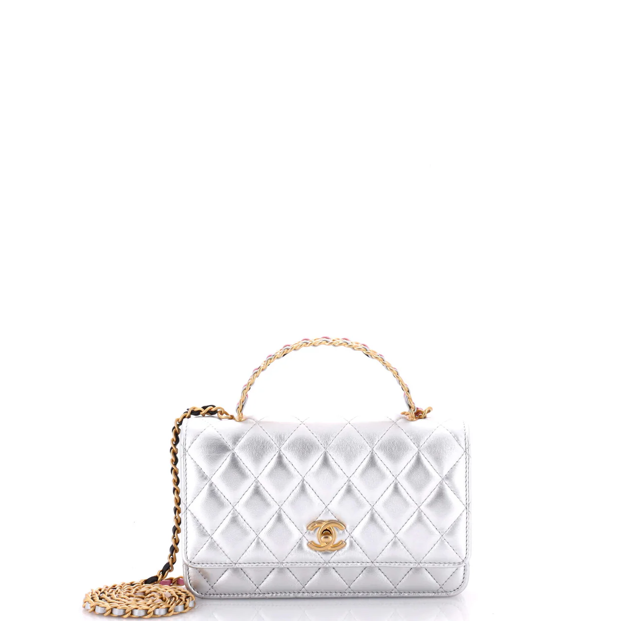 Pick Me Up Logo Handle Wallet on Chain Quilted Lambskin - Deep Luxury