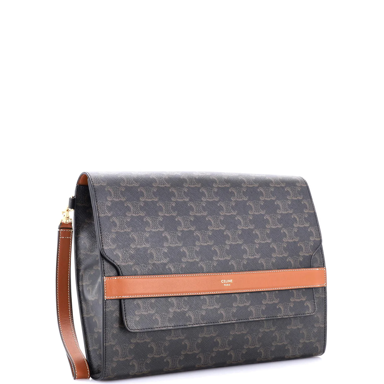 Flap Wristlet Pouch Triomphe Coated Canvas - Deep Luxury