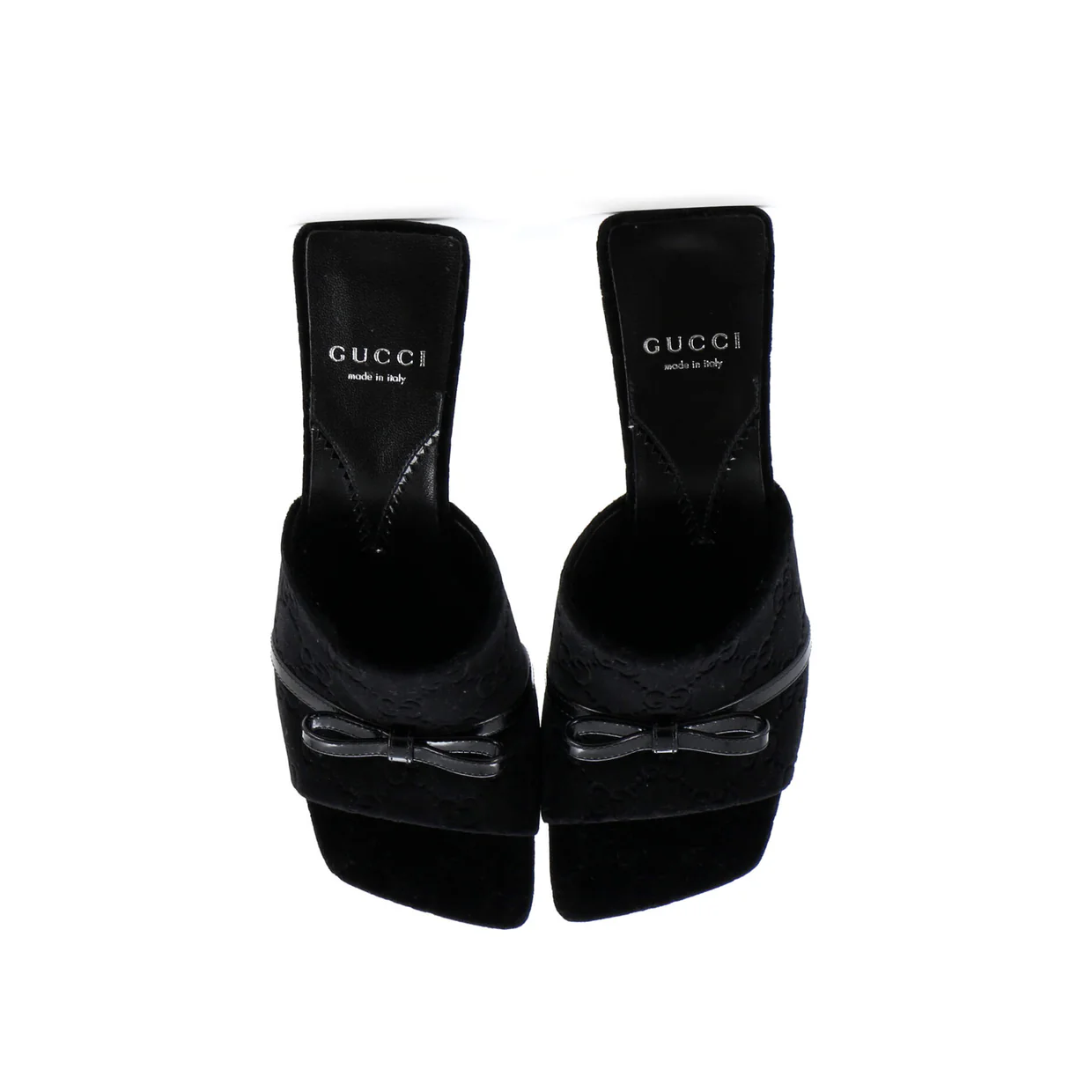 Women's Bow Slide Heeled Sandals GG Velvet - Deep Luxury