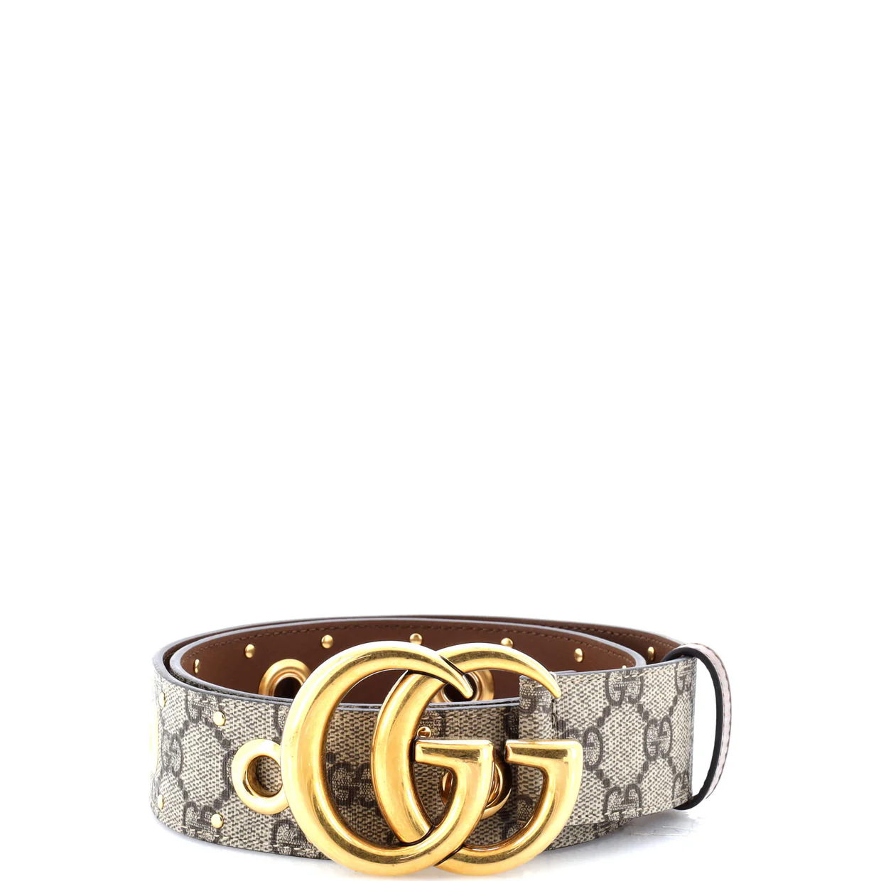 GG Marmont Belt Eyelet Embellished GG Coated Canvas Wide 80 - Deep Luxury