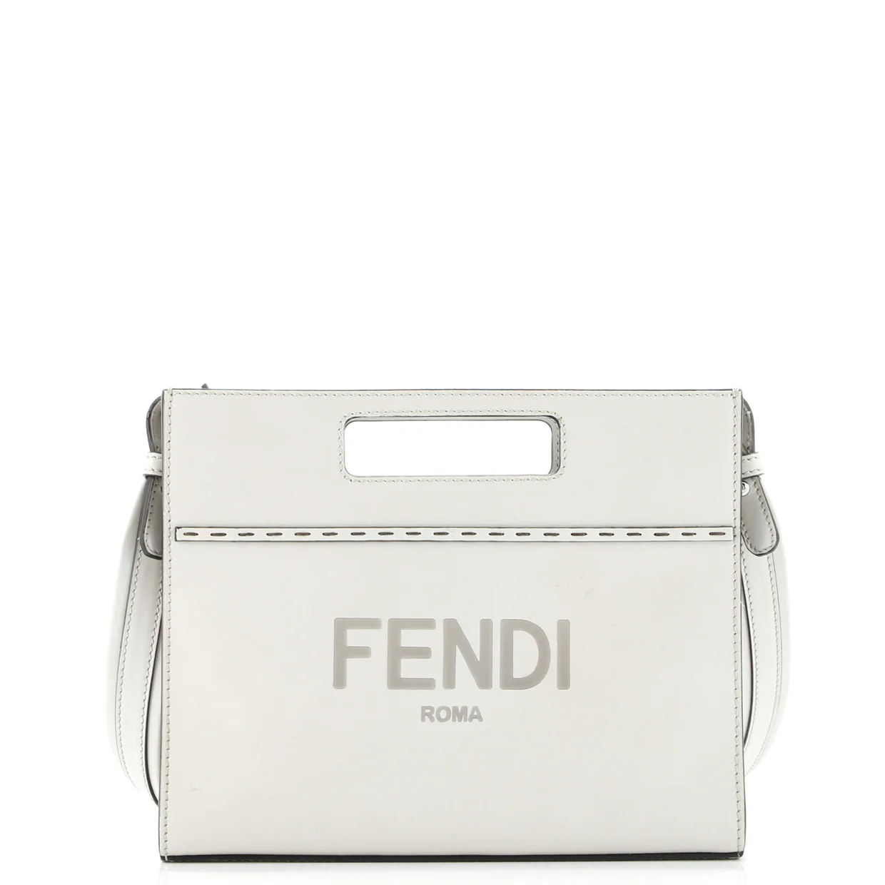 Logo Cut-Out Handle Shopper Tote Embossed Leather Mini - Deep Luxury