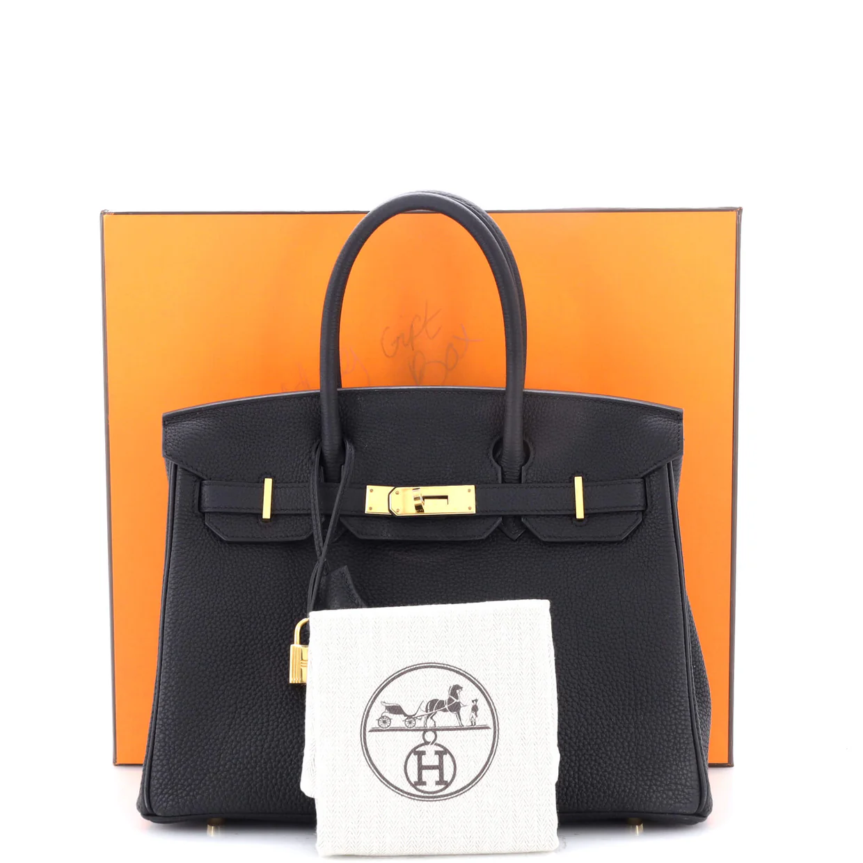 Birkin Handbag Noir Togo with Gold Hardware 30 - Deep Luxury