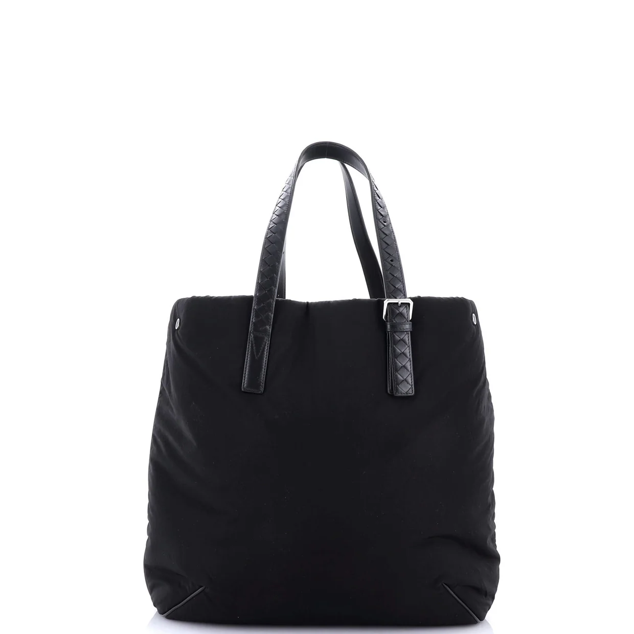 Crossroad Buckle Tote Padded Nylon with Intrecciato Detail Medium - Deep Luxury