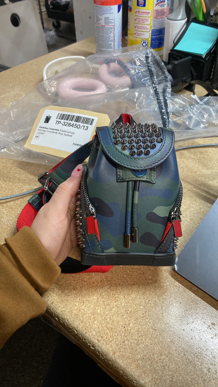 Explorafunk Keyring Crossbody Bag Spiked Printed Leather - Deep Luxury