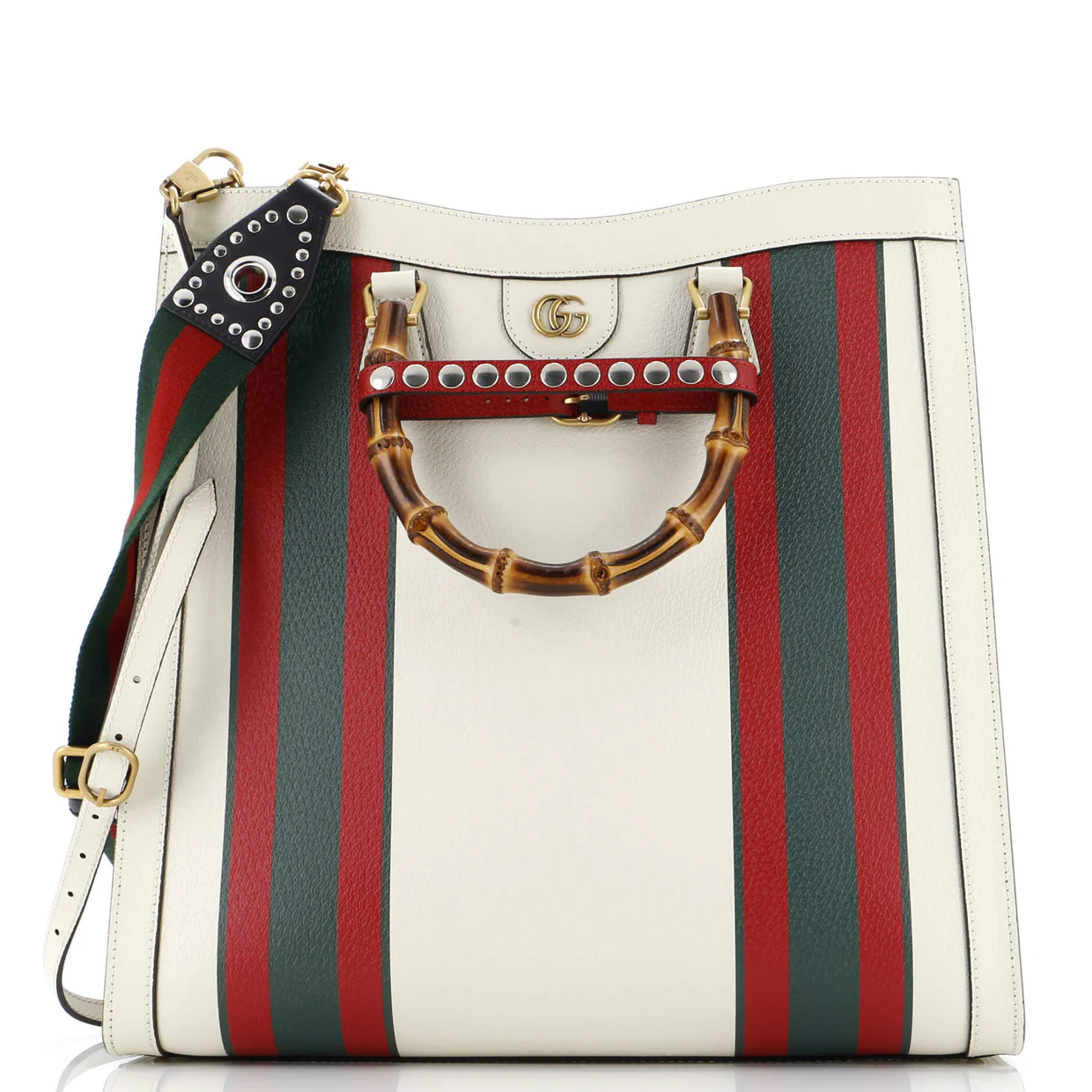 Diana NM Bamboo Handle Tote Printed Leather Large - Deep Luxury