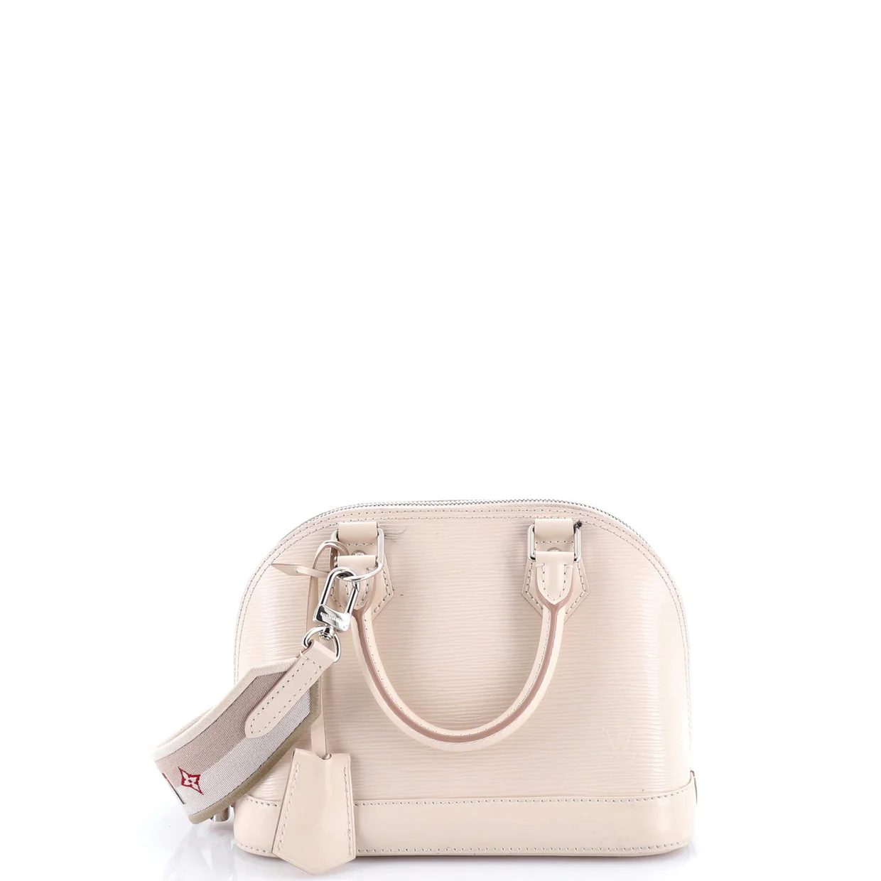 Alma Handbag Epi Leather with Logo Jacquard Strap BB - Deep Luxury