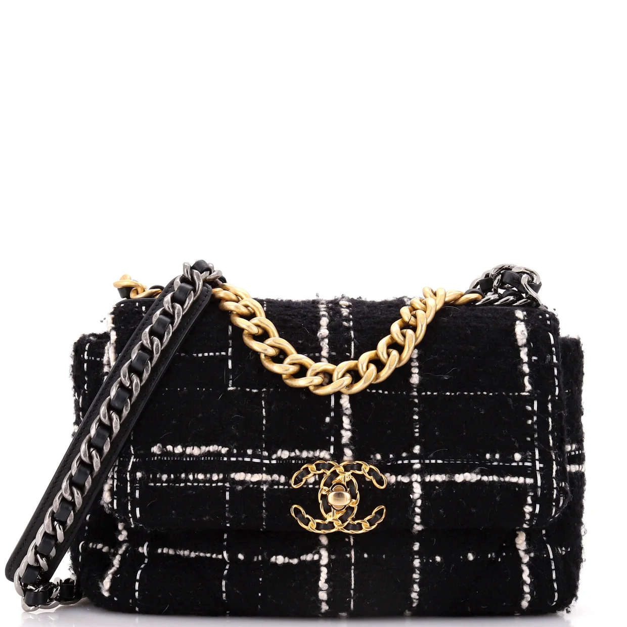 19 Flap Bag Quilted Tweed Medium - Deep Luxury
