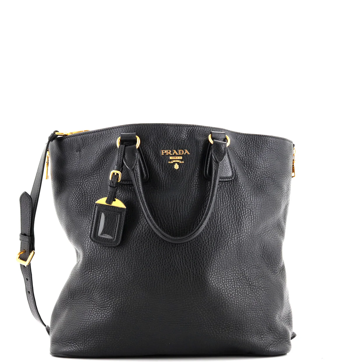 Side Zip Convertible Tote Vitello Daino Large - Deep Luxury