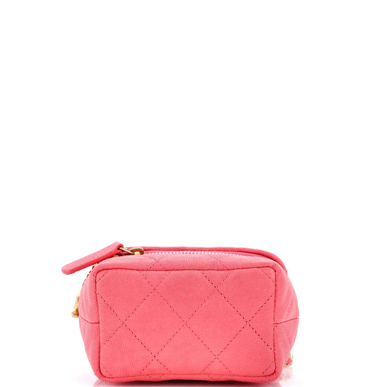 Top Handle Zip Around Vanity Case with Chain Quilted Caviar Mini - Deep Luxury