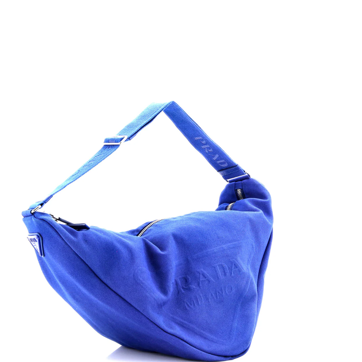 Triangle Logo Zip Crossbody Bag Embossed Canvas Large - Deep Luxury