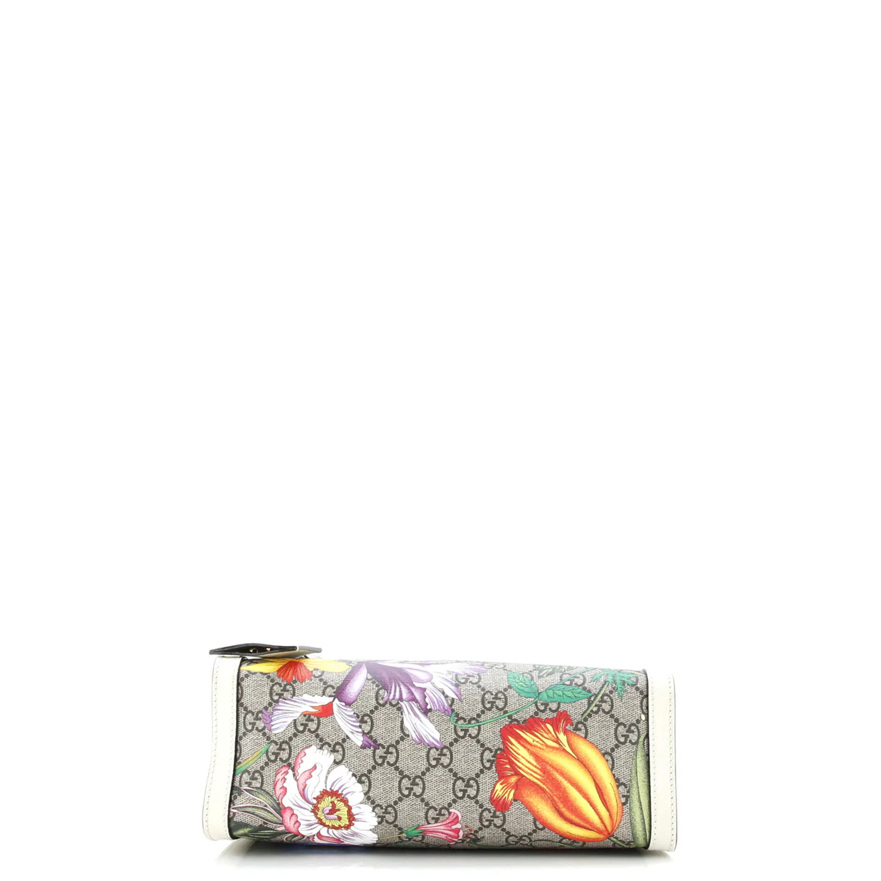 Padlock Chain Tote Flora GG Coated Canvas Small - Deep Luxury