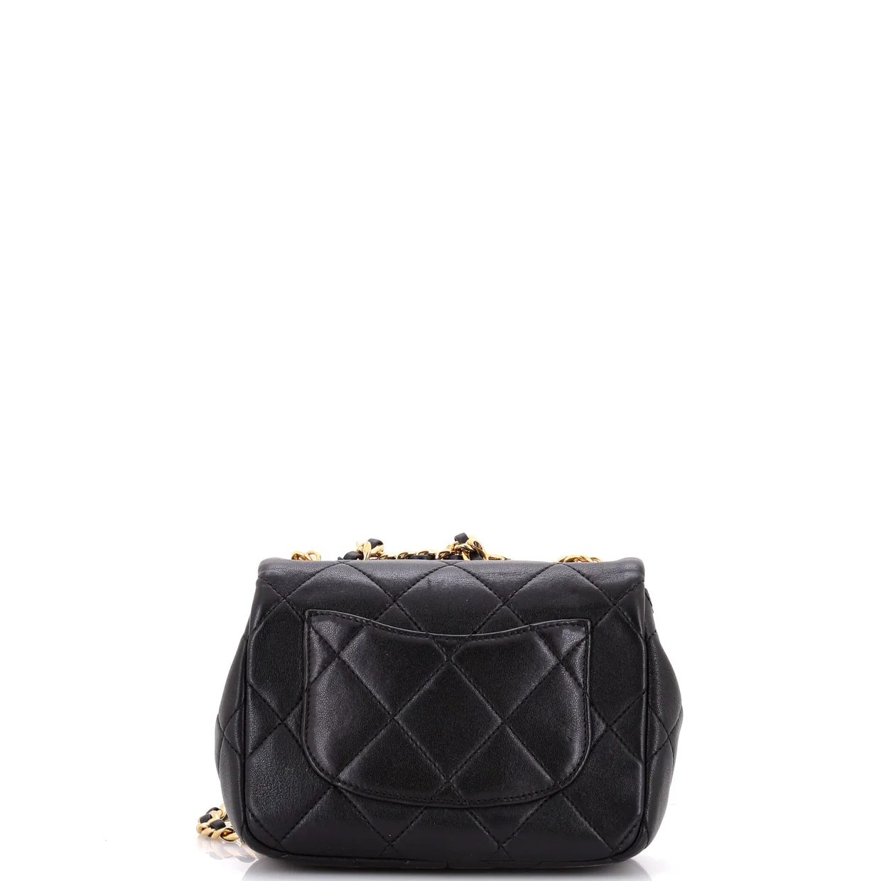 Oval Logo Chain Handle Flap Bag Quilted Lambskin Mini - Deep Luxury