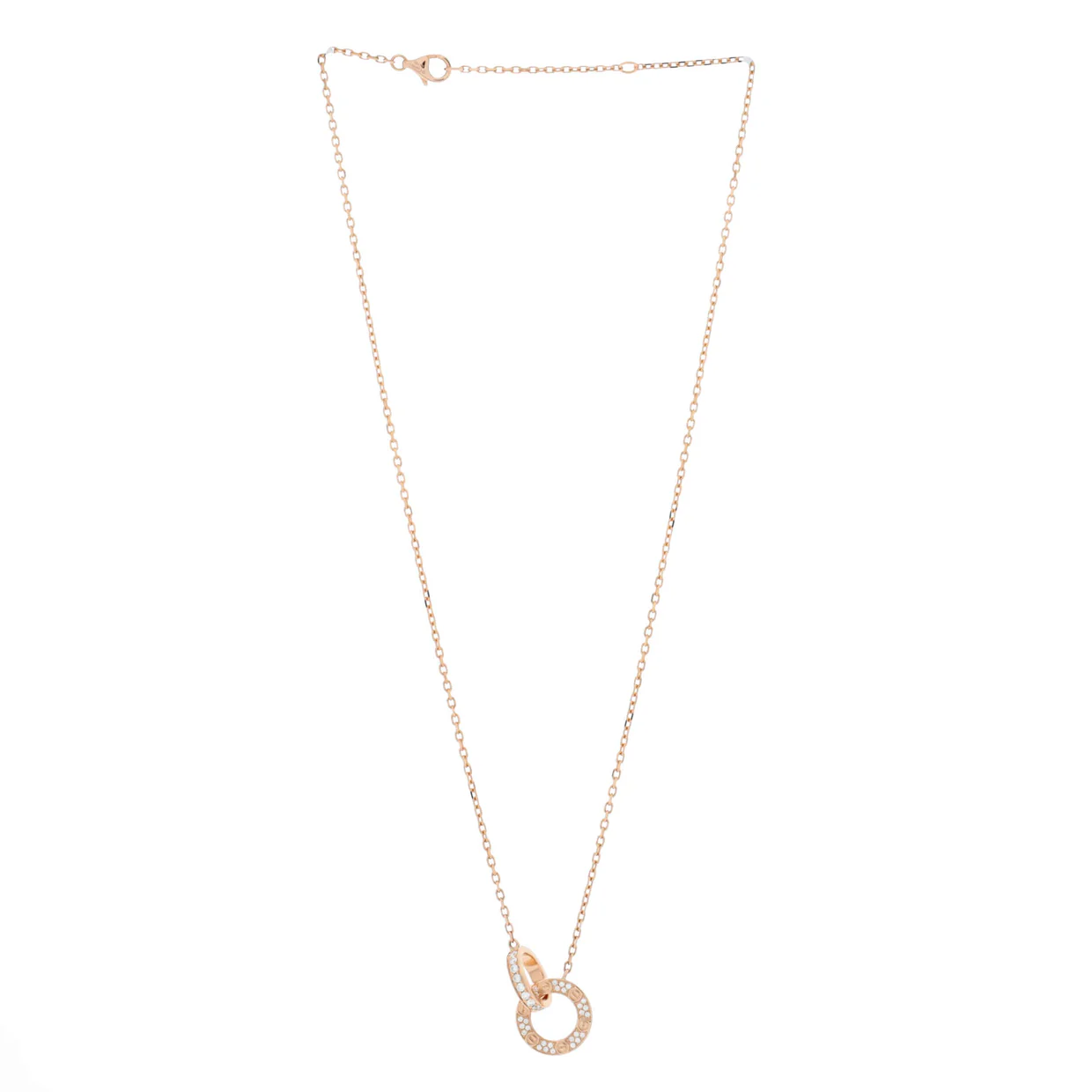 Love Interlocking Pave Necklace 18K Rose Gold and Diamonds - Deep Luxury