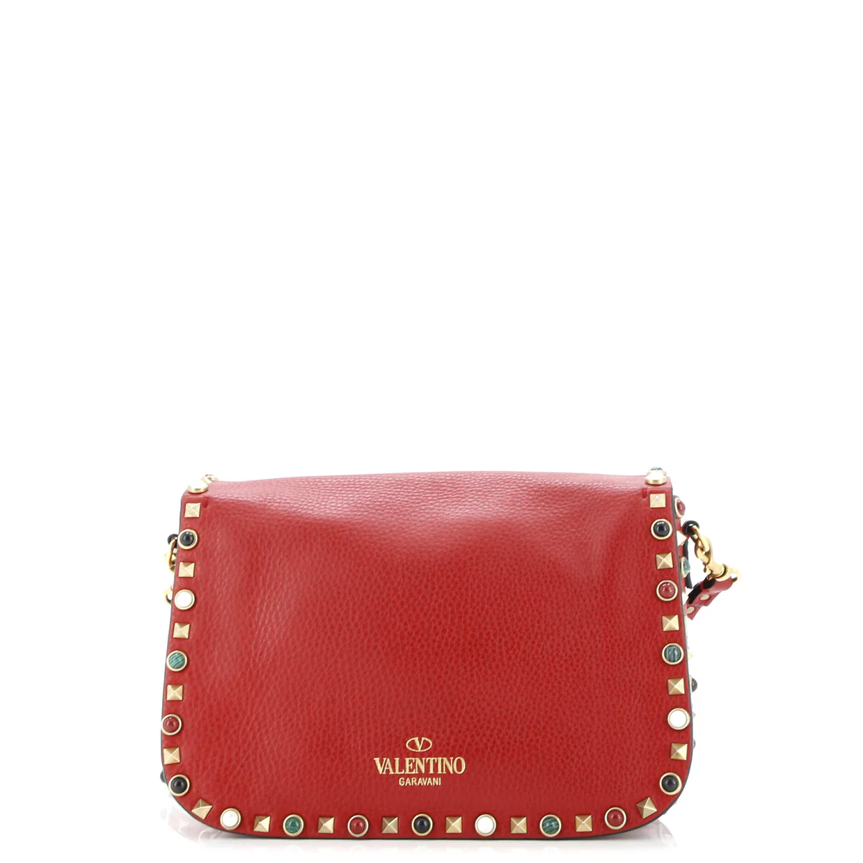 Rolling Rockstud Crossbody Bag Leather with Cabochons Medium - Deep Luxury