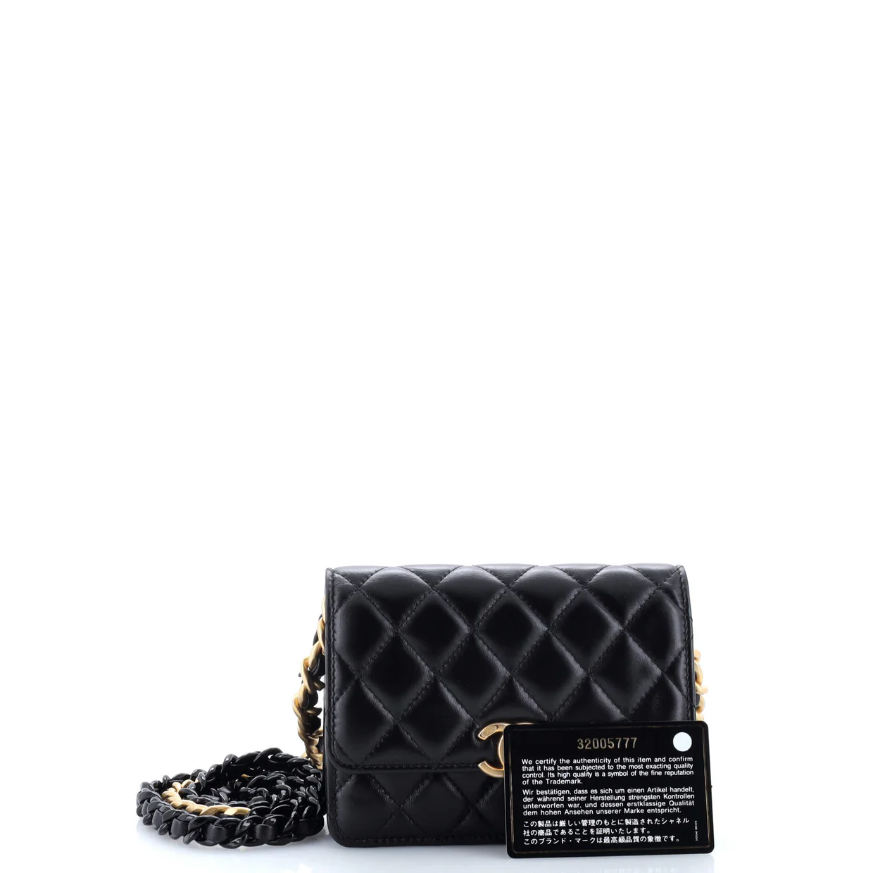 Lacquered Metal CC Clutch with Chain Quilted Lambskin - Deep Luxury