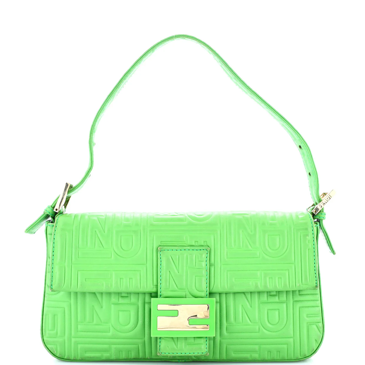 Baguette Bag Logo Embossed Leather Small - Deep Luxury