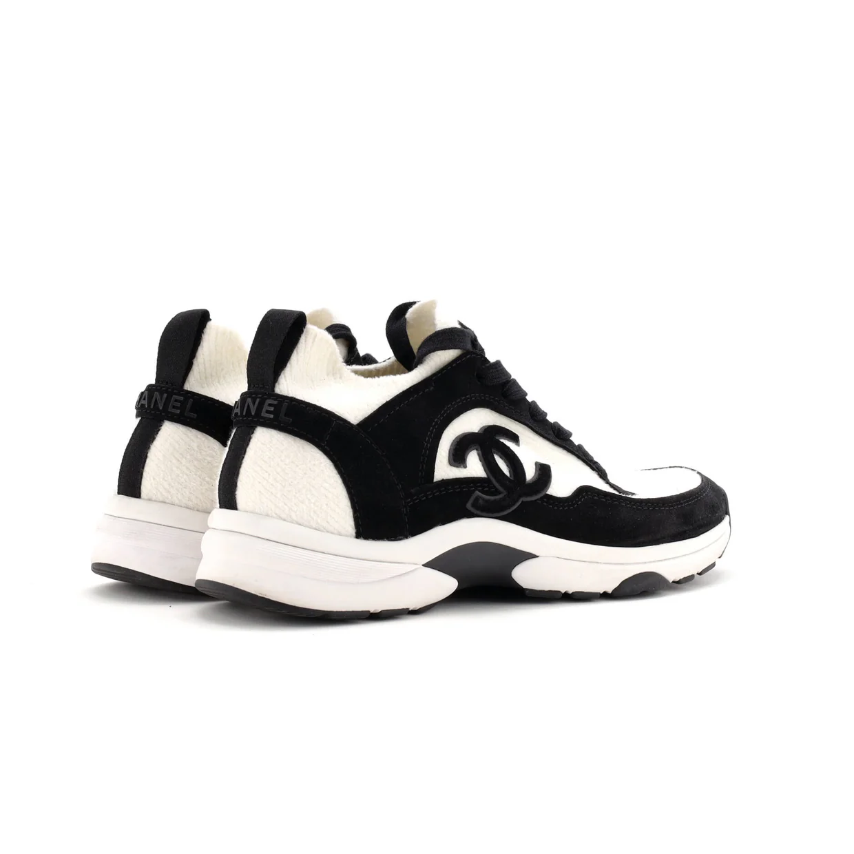 Women's CC Low-Top Sneakers Suede and Knit Fabric - Deep Luxury