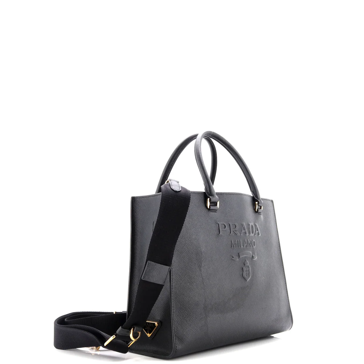Lux Embossed Logo Tote Saffiano Leather Medium - Deep Luxury