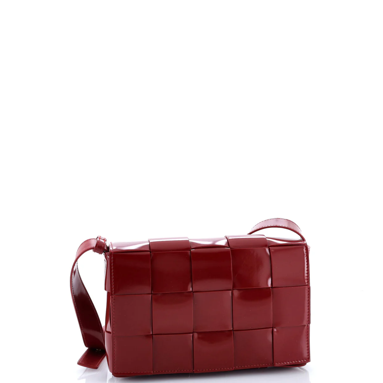 Cassette Crossbody Bag Maxi Intrecciato Patent - Deep Luxury