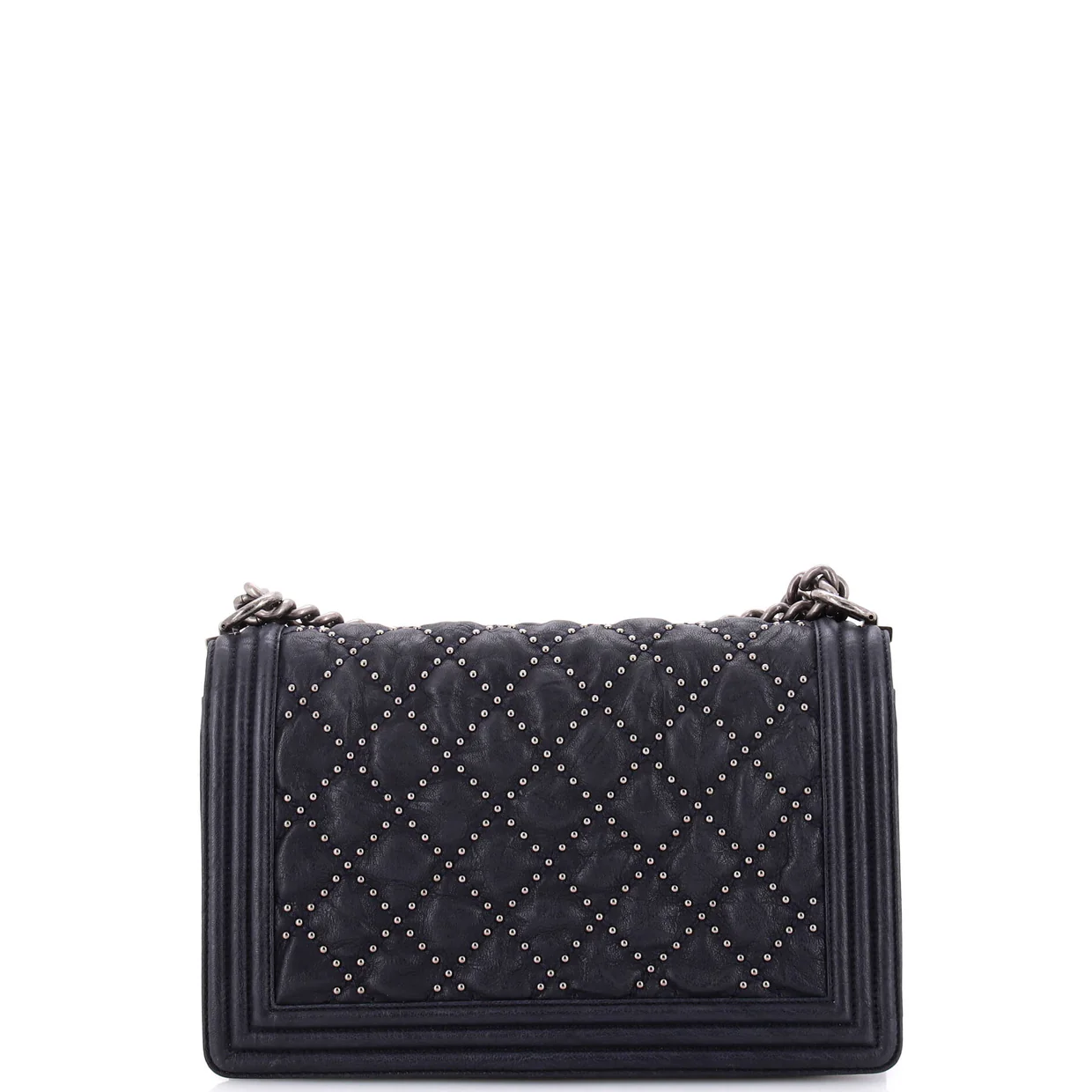 Boy Flap Bag Studded Quilted Distressed Calfskin New Medium - Deep Luxury