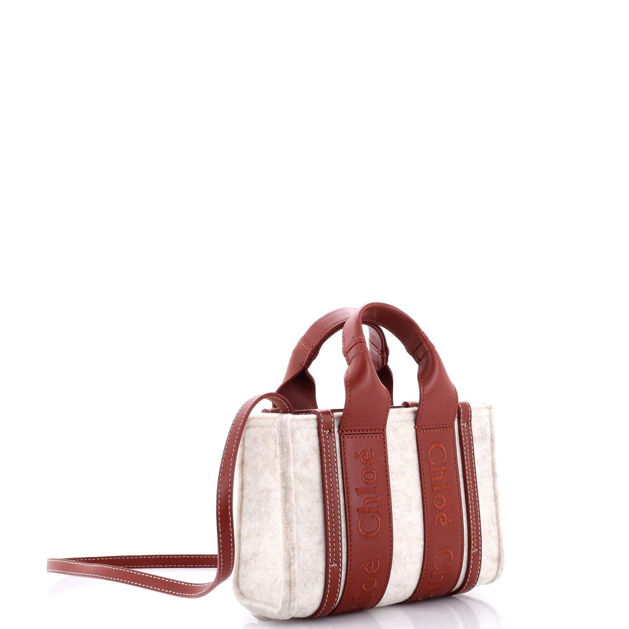Woody Tote Recycled Felt with Leather Small - Deep Luxury