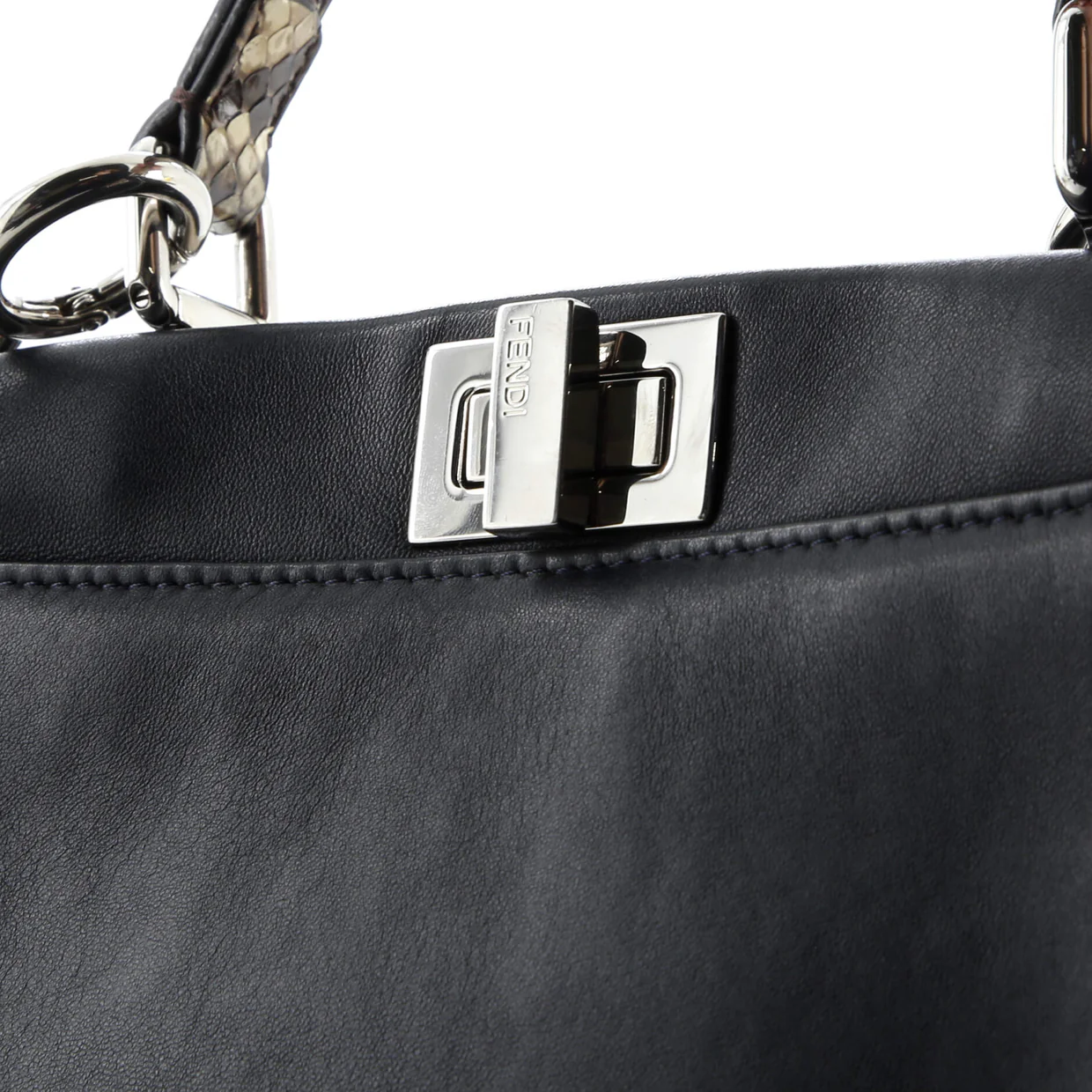 Peekaboo Bag Leather with Python Mini - Deep Luxury