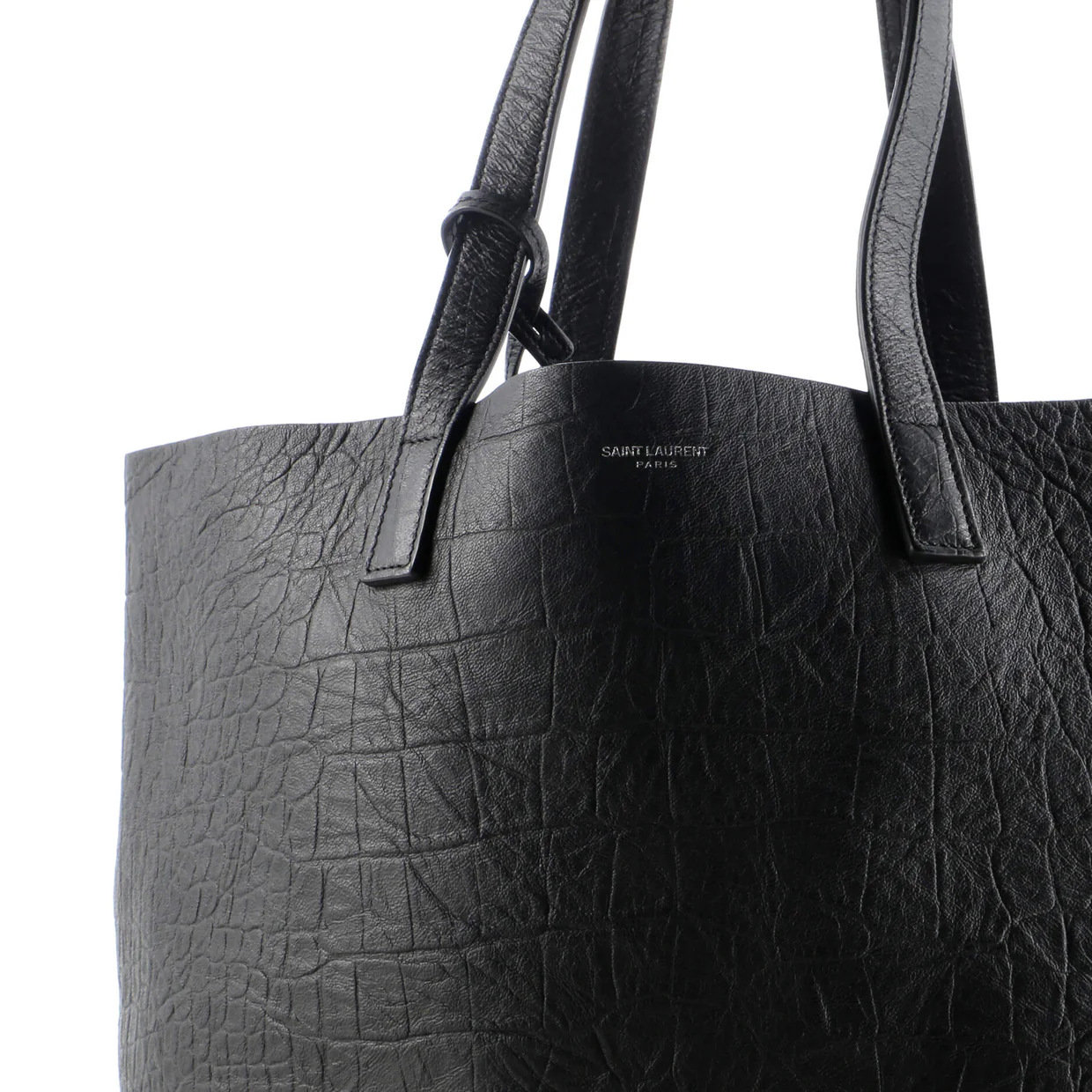 Shopper Tote Crocodile Embossed Leather Tall - Deep Luxury