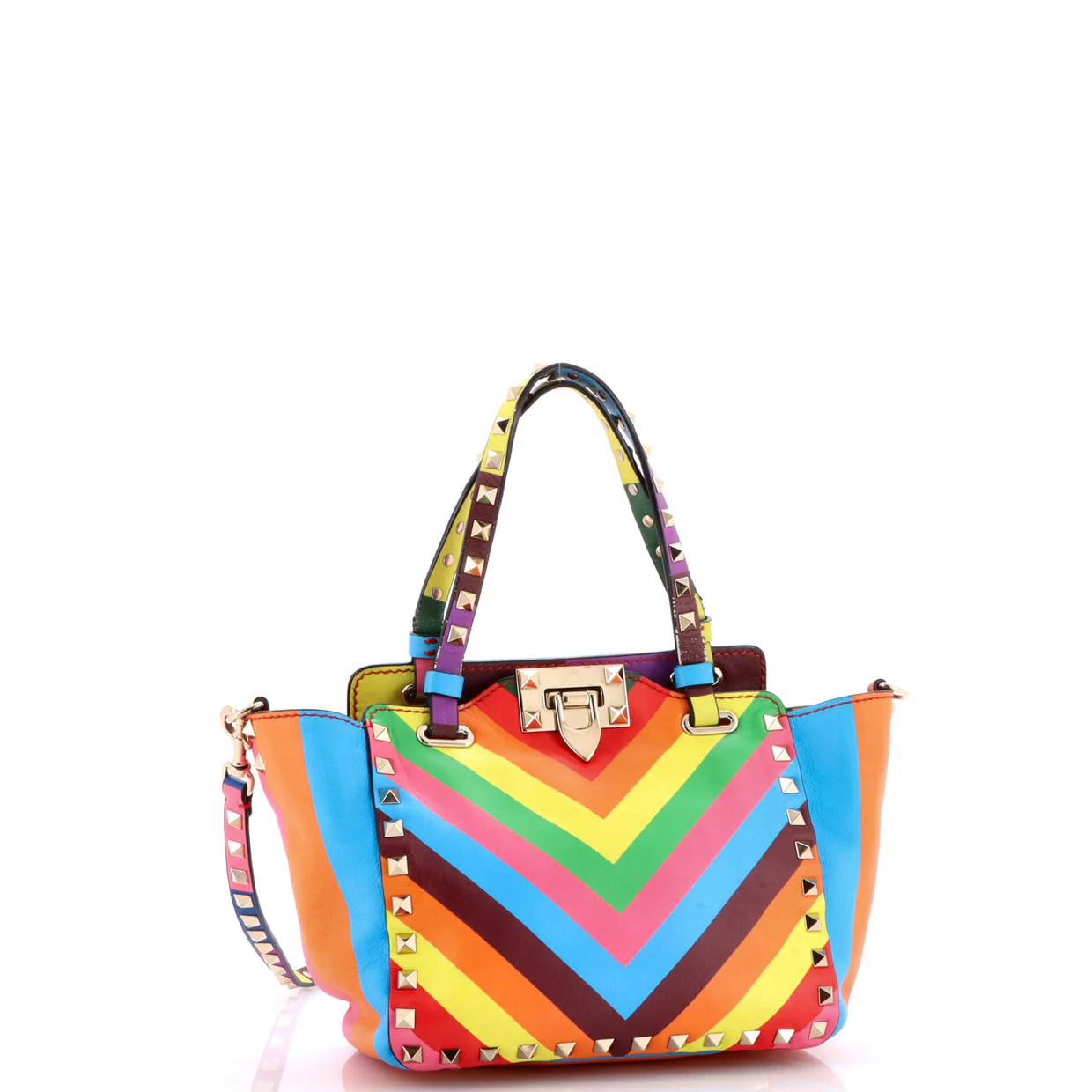 1973 Rockstud Tote Striped Leather Mini - Deep Luxury
