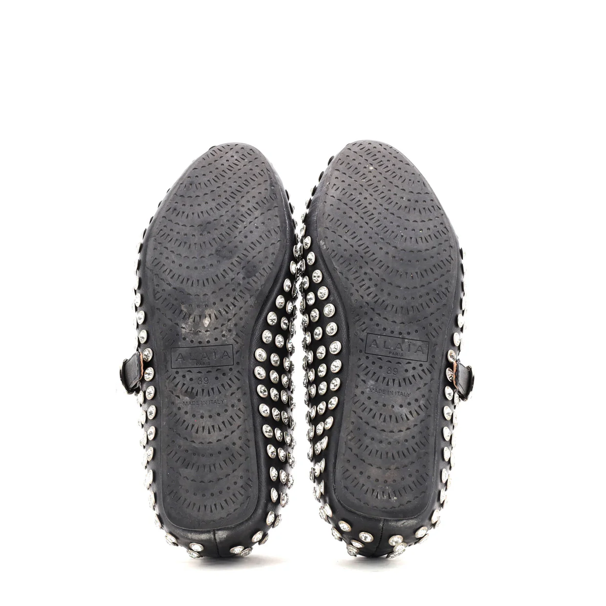 Women's Buckle Ballerina Flats Leather with Crystals - Deep Luxury