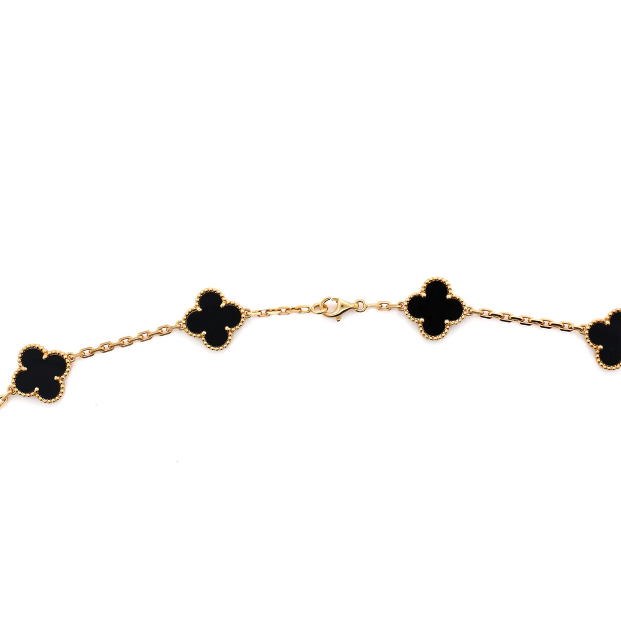 Vintage Alhambra 20 Motifs Necklace 18K Yellow Gold and Onyx - Deep Luxury