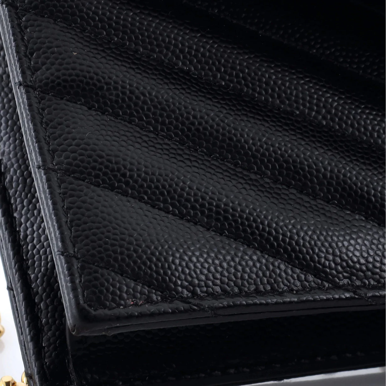 Classic Monogram Wallet on Chain Matelasse Chevron Leather Small - Deep Luxury