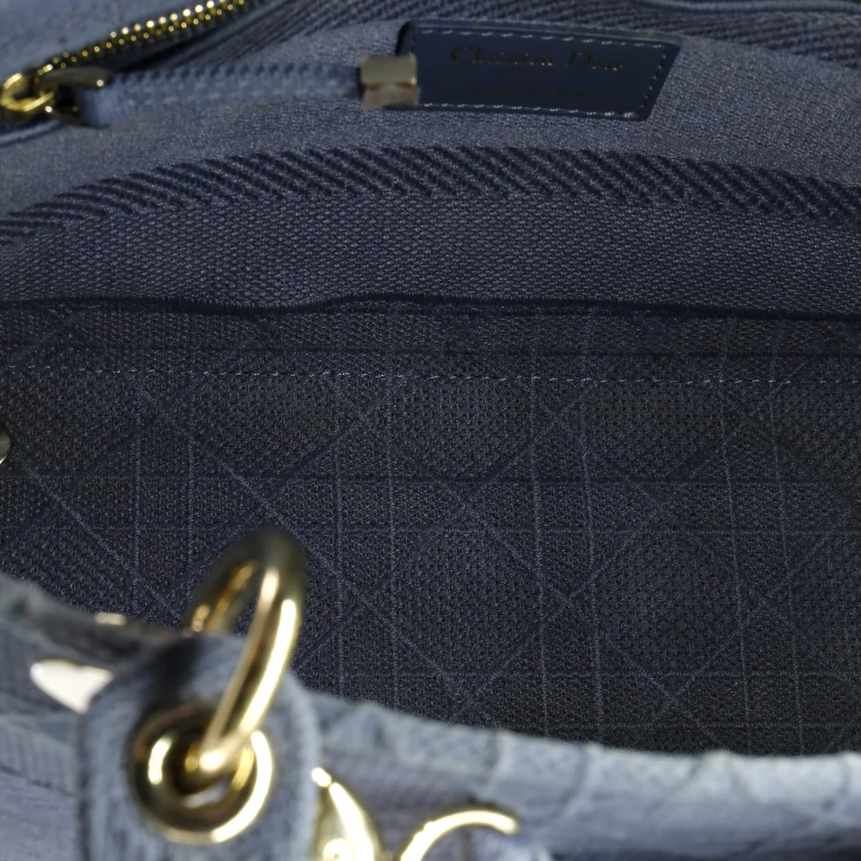 Lady D-Lite Bag Cannage Embroidered Canvas Medium - Deep Luxury